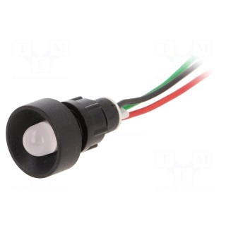 Indicator: LED | recessed | 230VAC | Cutout: Ø13mm | IP40 | 300mm leads