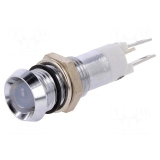 Indicator: LED | recessed | 24÷28VDC | Cutout: Ø8.2mm | IP67 | metal