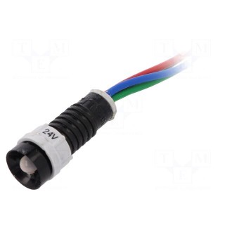 Indicator: LED | recessed | 24VDC | 24VAC | Cutout: Ø11mm | IP40 | plastic