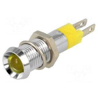 Indicator: LED | recessed | 12÷14VDC | Cutout: Ø8.2mm | IP67 | metal