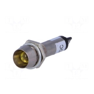 Indicator: LED | recessed | yellow | 12VDC | Ø8.2mm | IP40 | metal
