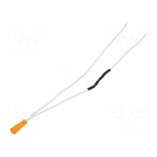 Indicator: LED | recessed | yellow | 220VDC | 220VAC | Ø6mm | leads 260mm