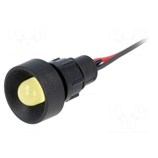 Indicator: LED | recessed | 220VDC | Cutout: Ø13mm | IP40 | 300mm leads