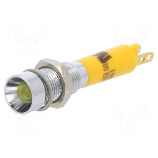 Indicator: LED | recessed | yellow | 24VDC | Ø6mm | IP40 | metal | ØLED: 3mm