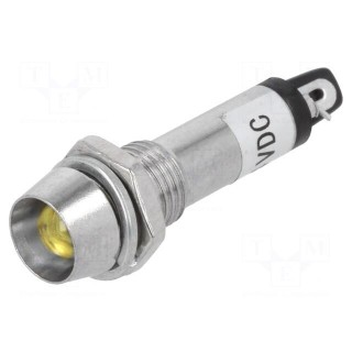 Indicator: LED | recessed | yellow | 24VDC | Ø8.2mm | IP40 | metal
