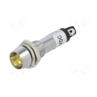 Indicator: LED | recessed | yellow | 24VDC | Ø8.2mm | IP40 | metal
