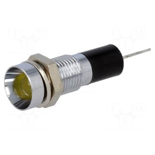 Indicator: LED | recessed | yellow | 24VDC | Ø8mm | for PCB | brass