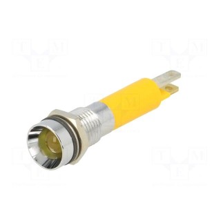 Indicator: LED | recessed | yellow | 24VDC | Ø8mm | IP67 | metal | ØLED: 5mm