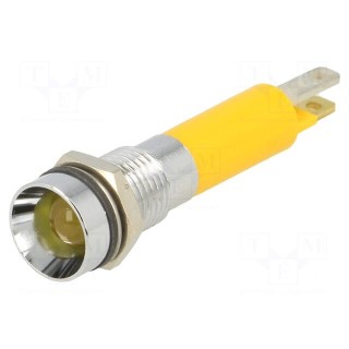 Indicator: LED | recessed | yellow | 24VDC | Ø8mm | IP67 | metal,plastic