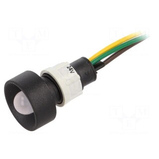 Indicator: LED | recessed | 24VDC | 24VAC | Cutout: Ø13mm | IP40 | plastic