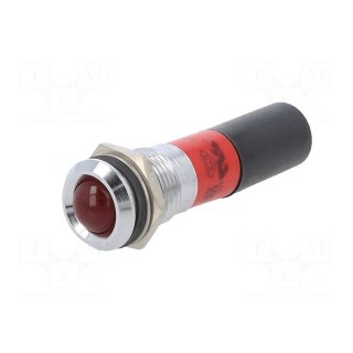 Indicator: LED | flat | red | 230VAC | Ø14mm | IP67 | metal,plastic | 18mcd