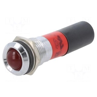 Indicator: LED | red | 230VAC | Ø14mm | metal,plastic