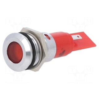 Indicator: LED | flat | red | 24VDC | 24VAC | Ø16mm | IP67 | metal,plastic