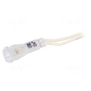 Indicator: with neon lamp | prominent | clear-white | 220VDC | 220VAC