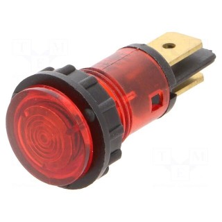 Indicator: with neon lamp | prominent | red | 400VAC | Ø12mm | PSU