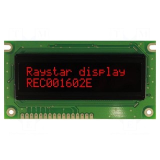 Display: OLED | alphanumeric | 16x2 | Dim: 84x44x10mm | red | PIN: 16