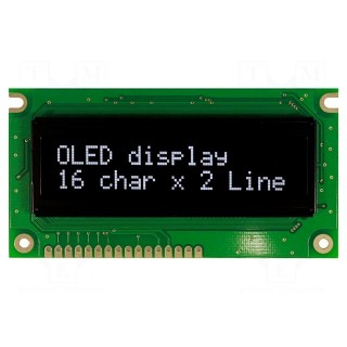 Display: OLED | alphanumeric | 16x2 | Dim: 84x44x10mm | white | PIN: 16