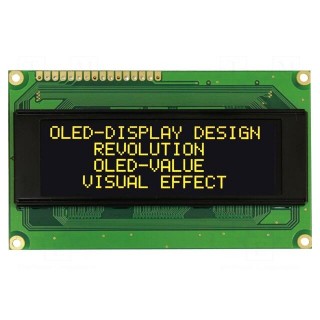 Display: OLED | alphanumeric | 20x4 | Dim: 98x60x10mm | yellow | PIN: 16