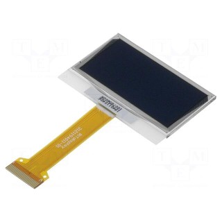 Display: OLED | graphical | 1.6" | 128x64 | Dim: 41.9x28x1.6mm | yellow