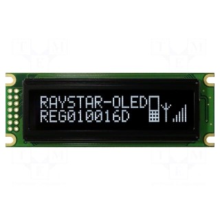 Display: OLED | graphical | 100x16 | Dim: 85x30x10mm | white | PIN: 14