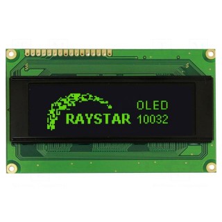 Display: OLED | graphical | 100x32 | Dim: 98x60x10mm | green | PIN: 16