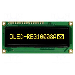 Display: OLED | graphical | 100x8 | Dim: 80x36x10mm | yellow | PIN: 16
