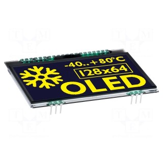 Display: OLED | graphical | 2.9" | 128x64 | Dim: 68x51mm | yellow