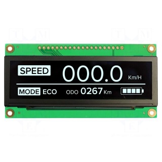 Display: OLED | graphical | 3.12" | 256x64 | Dim: 89x44x6mm | white