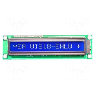 Display: LCD | alphanumeric | STN Negative | 16x1 | blue | 122x33mm | LED