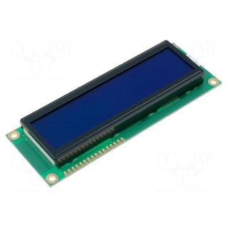 Display: LCD | alphanumeric | STN Negative | 16x2 | blue | LED | PIN: 16