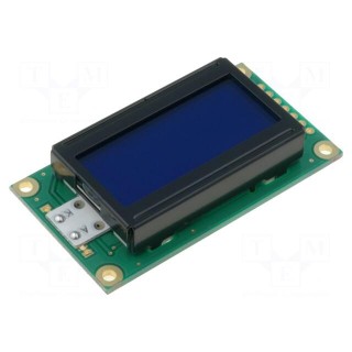 Display: LCD | alphanumeric | STN Negative | 8x2 | blue | 58x32x13.2mm