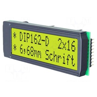 Display: LCD | alphanumeric | STN Positive | 16x2 | 68x26.8mm | LED