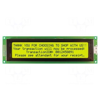 Display: LCD | alphanumeric | STN Positive | 40x4 | yellow-green | LED