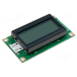 Display: LCD | alphanumeric | STN Positive | 8x2 | gray | 58x32x13.2mm