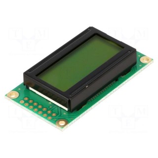 Display: LCD | alphanumeric | STN Positive | 8x2 | yellow-green | LED