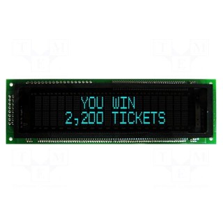 Display: VFD | alphanumeric | 20x2 | Char: 5.34mm | 500cd/m2 | green