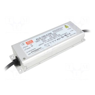 Power supply: switched-mode | LED | 100.1W | 71÷143VDC | 700mA | IP67