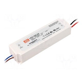 Power supply: switched-mode | LED | 100W | 24VDC | 4.2A | 90÷264VAC