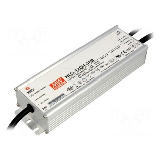 Power supply: switched-mode | LED | 120W | 48VDC | 2.5A | 90÷305VAC