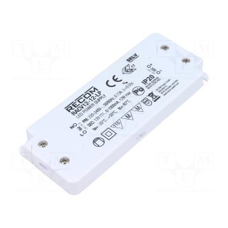 Power supply: switched-mode | LED | 12W | 12VDC | 1000mA | 198÷264VAC