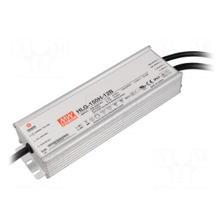 Power supply: switched-mode | LED | 150W | 12VDC | 12.5A | 90÷305VAC