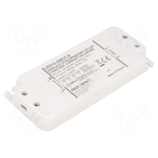 Power supply: switched-mode | LED | 15W | 10÷43VDC | 350mA | 185÷265VAC
