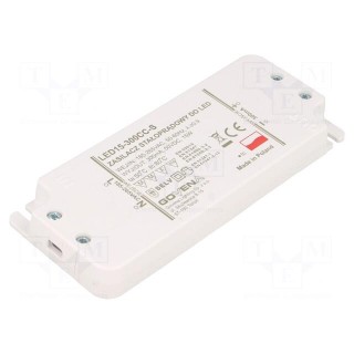 Power supply: switched-mode | LED | 15W | 10÷50VDC | 300mA | 185÷265VAC
