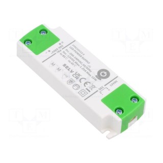 Power supply: switched-mode | LED | 15W | 12VDC | 1.25A | 180÷264VAC