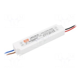 Power supply: switched-mode | LED | 18W | 12VDC | 1.5A | 180÷264VAC