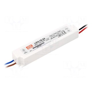 Power supply: switched-mode | LED | 18W | 24VDC | 0.75A | 180÷264VAC
