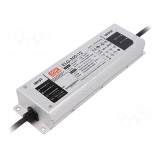 Power supply: switched-mode | LED | 192W | 12VDC | 16A | 100÷305VAC