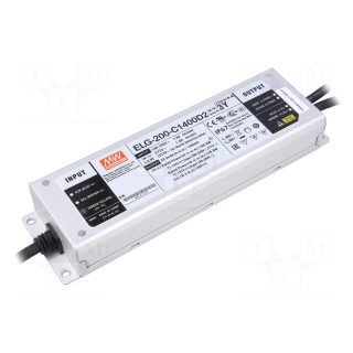 Power supply: switched-mode | LED | 198.8W | 71÷142VDC | 1.4A | IP67