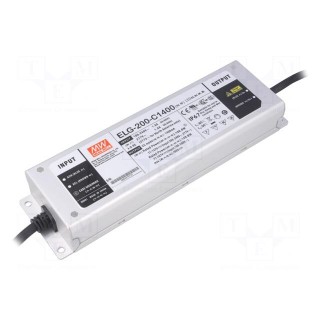 Power supply: switched-mode | LED | 198.8W | 71÷142VDC | 1400mA | IP67