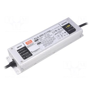 Power supply: switched-mode | LED | 199.5W | 57÷114VDC | 1750mA | IP67